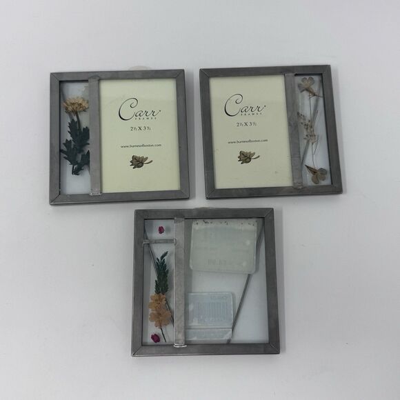 Carr Pressed Flower Picture Frames 2.5”x3.5” Set of 3 Vintage 2001 - Picture 2 of 8